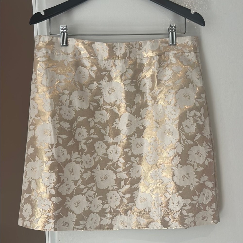 J. Crew Gold and Cream Floral Mini Skirt